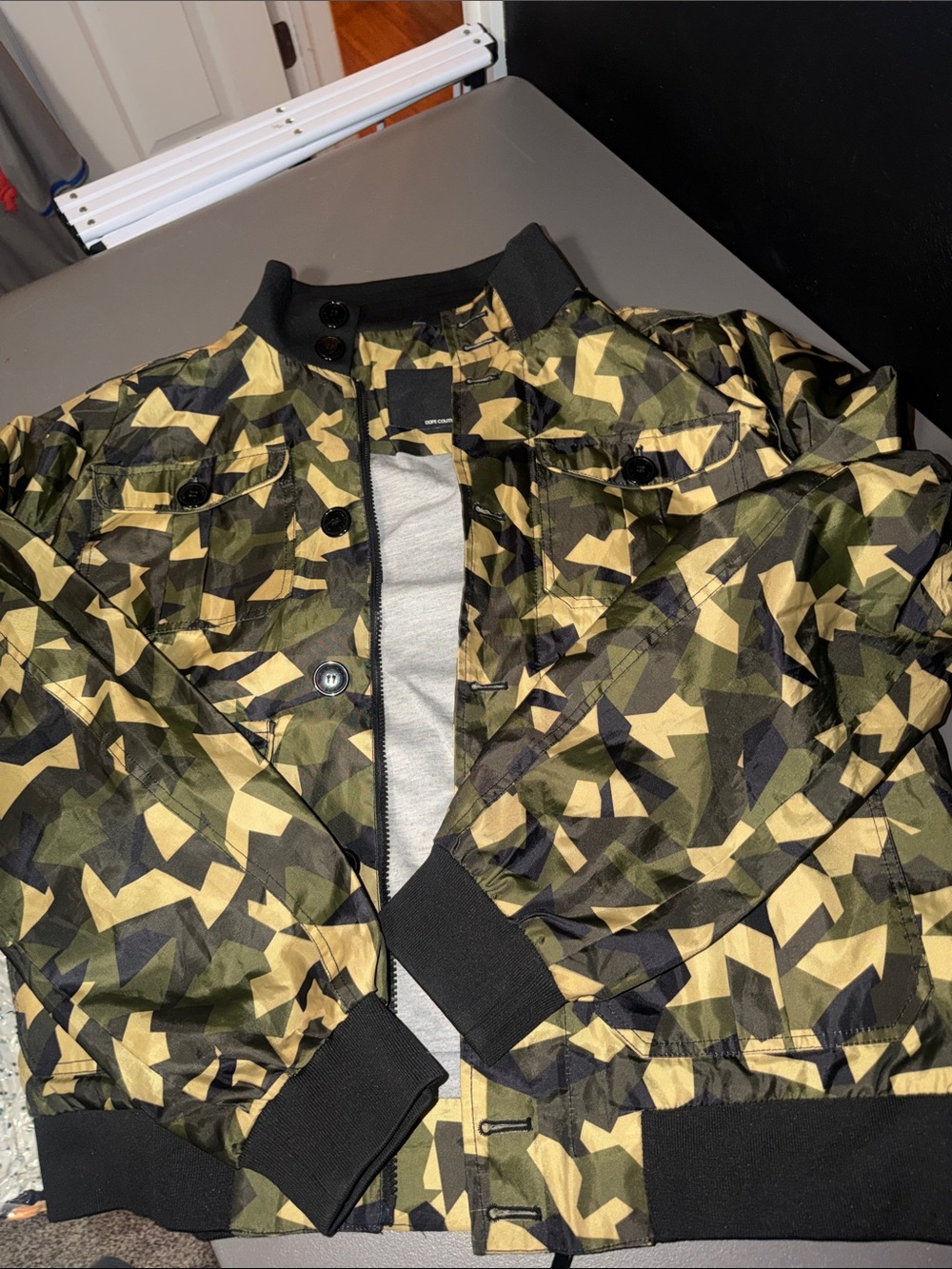 Dope Couture Zip Up Digital Camo Jacket in men’s size Large NWOT